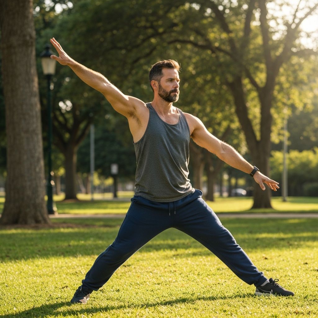 Man stretching outdoors