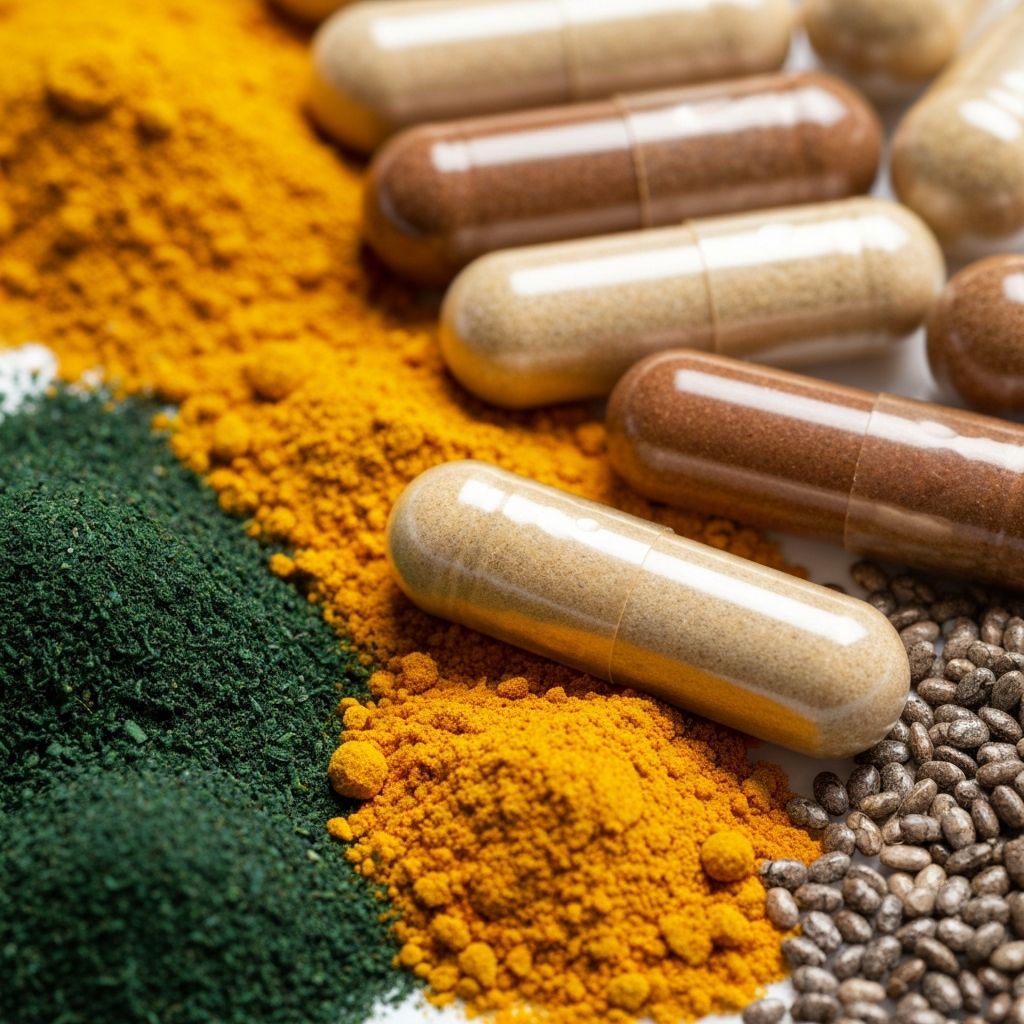 Natural supplement ingredients close-up